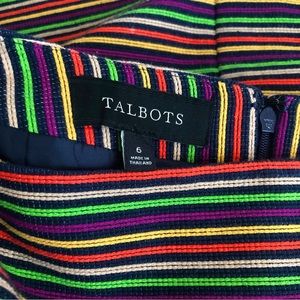 [Talbots] Textured Cotton Rainbow Stripe Lined Pencil Skirt